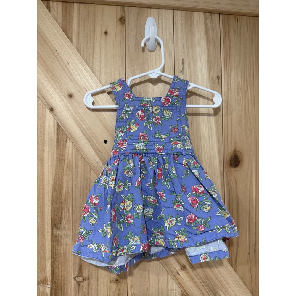 Vintage Baby Gap 3-6M Floral Pinafore Dress Blue Cotton Cottagecore Y2K